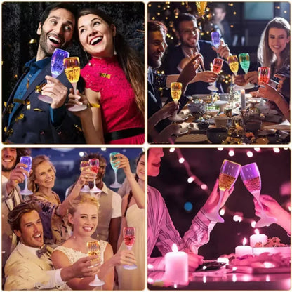 Party in Style with 6Pcs LED Light-Up Champagne Flutes – Perfect for Nightclubs, Christmas Parties, and Weddings!