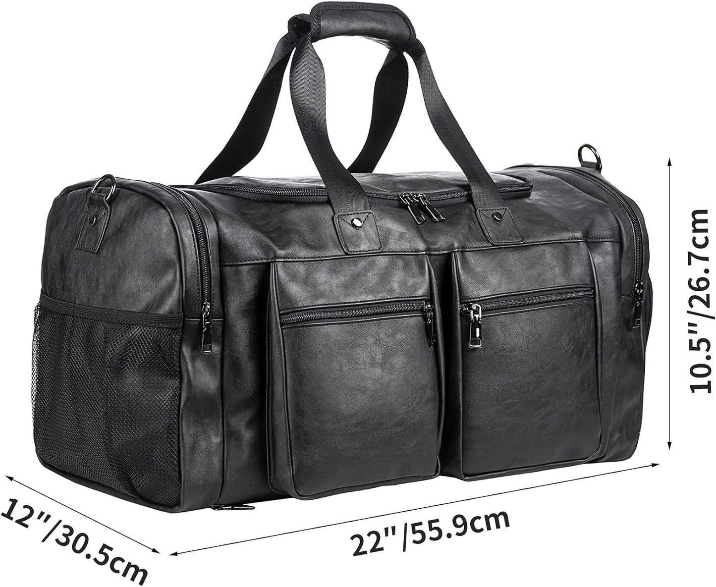 Travel Bag with Shoe Pouch, Weekender Overnight Bag Waterproof Leather Large Carry on Bag Travel Tote Duffel Bag