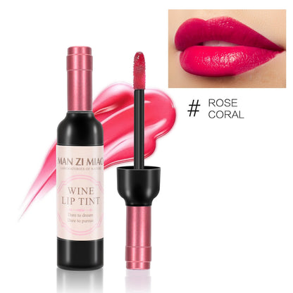 Silky Smooth Wine Lip Tint Set - 6 Long-Lasting Matte Shades, Waterproof & Non-Stick Liquor Bottle Lip Gloss - Perfect Gift for Women!