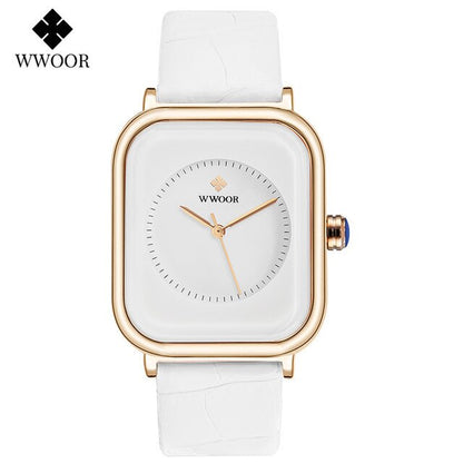 WWOOR Elegant Women's Analog Quartz Wristwatch with Purple Leather Strap - Stylish Waterproof Ladies Luxury Dress Watch