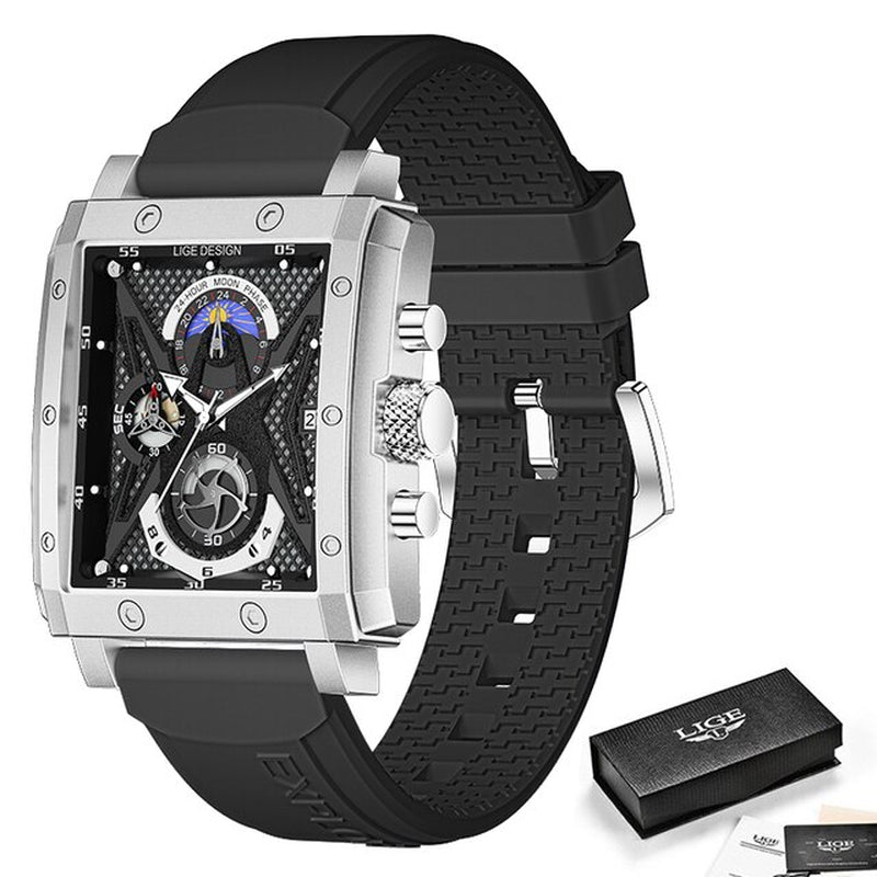 Luxe & Water-Resistant: The Newest LIGE Quartz Square Watch for Men – Sleek Design, Sporty Style, and Date Feature make it a Must-Have Masculine Timepiece!"