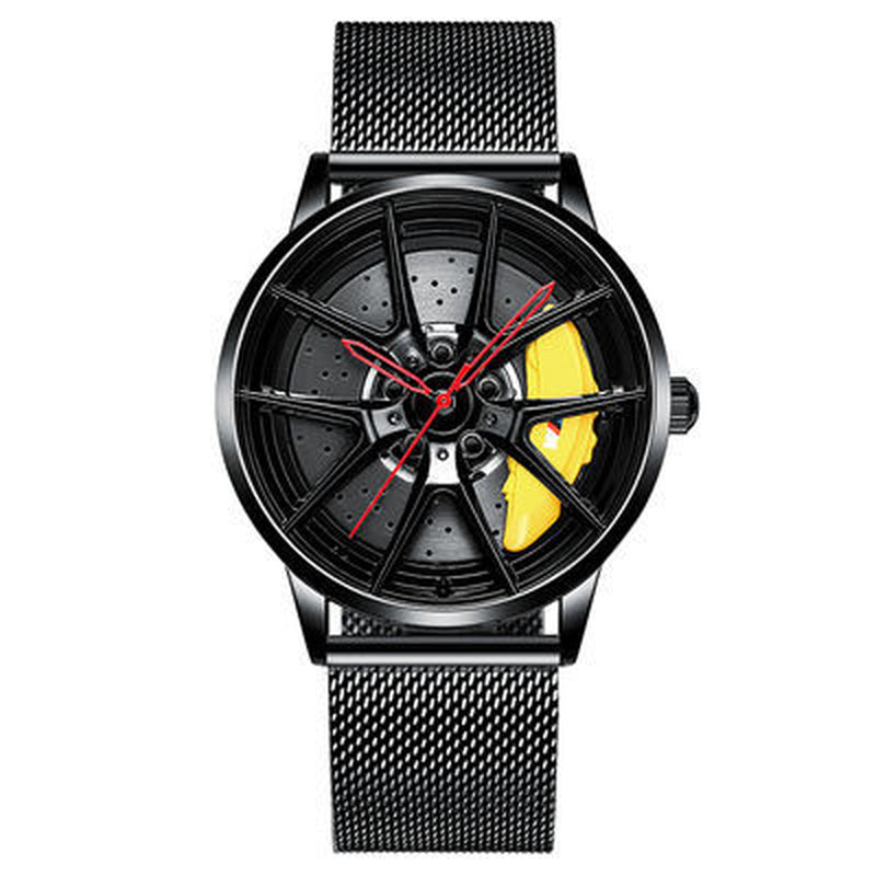 "Men's Classic Sports Car Quartz Watch - Waterproof, Sporty Rim Hub Wheel Design - Masculine Wristwatch - Relogio Masculino"