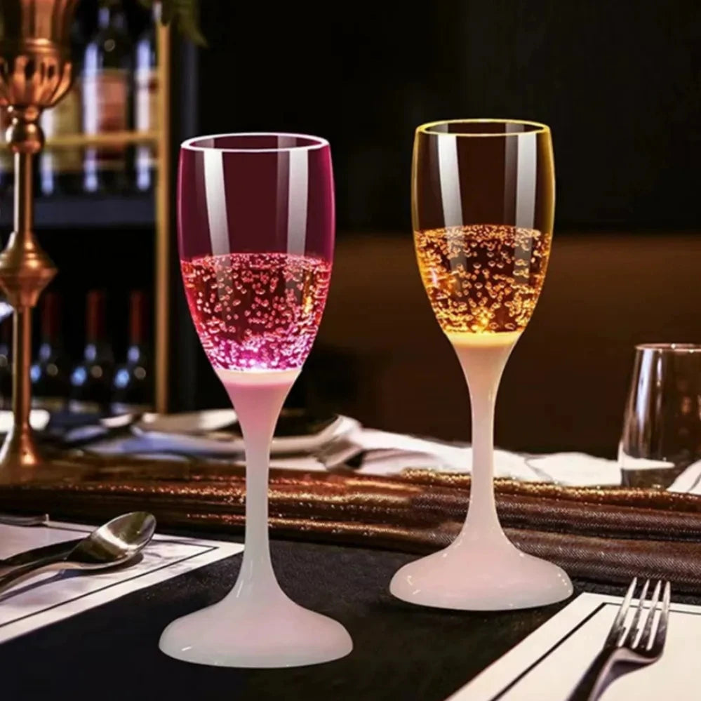 Party in Style with 6Pcs LED Light-Up Champagne Flutes – Perfect for Nightclubs, Christmas Parties, and Weddings!