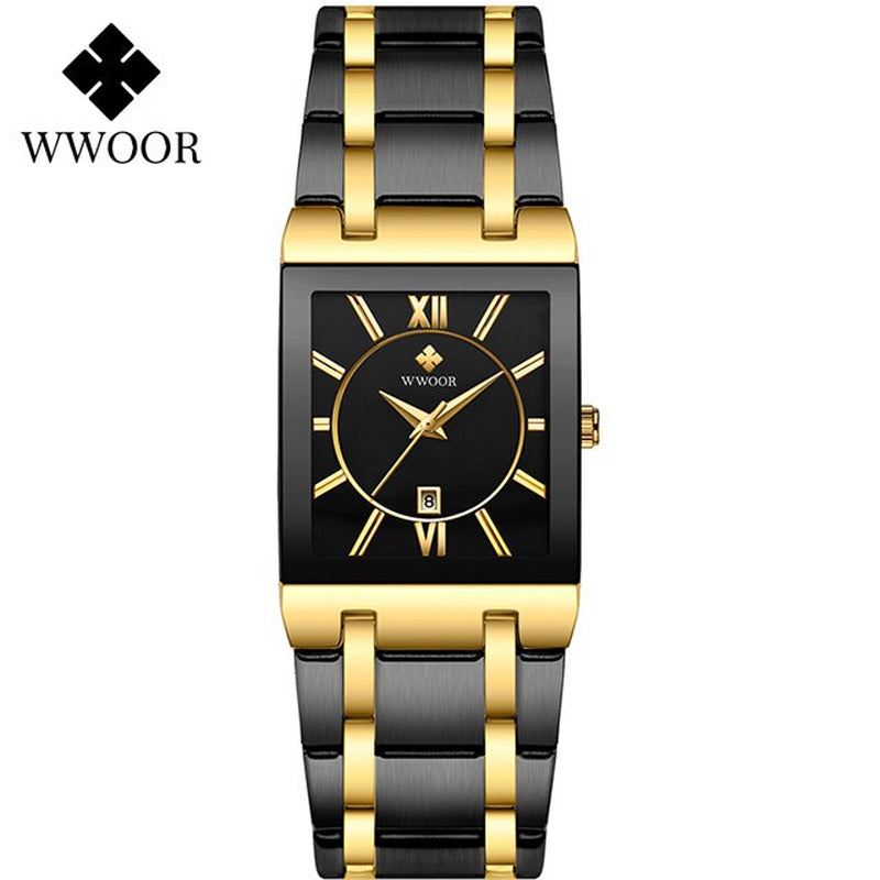 Stylish WWOOR Gold Black Women's Watch - A Glamorous Timepiece for Fashion-Forward Ladies!