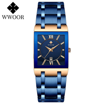 Stylish WWOOR Gold Black Women's Watch - A Glamorous Timepiece for Fashion-Forward Ladies!