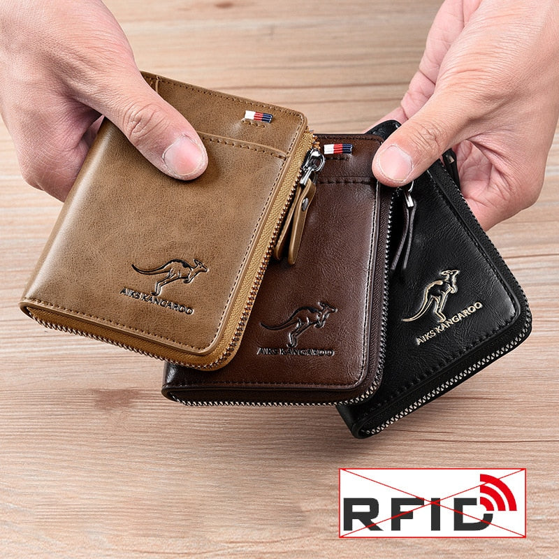 Luxury Leather Business Card Holder and Wallet for Men with RFID Protection 