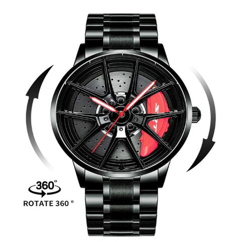 "Men's Classic Sports Car Quartz Watch - Waterproof, Sporty Rim Hub Wheel Design - Masculine Wristwatch - Relogio Masculino"